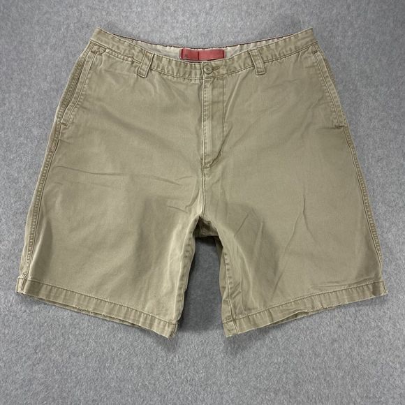 Arrow Shorts Mens 34x8 Tan Flat Front Casual Khaki Chino Distressed‎ Minimalist - Picture 1 of 10